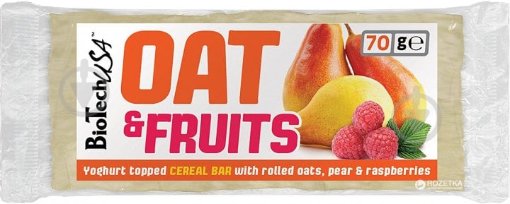 Протеїновий батончик BioTechUSA Oat and fruits bar Йогурт-персик-малина 70 г - фото 1