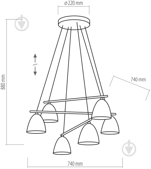 Люстра підвісна TK Lighting Aida 6x60 Вт E27 білий/дерево 2389 - фото 3