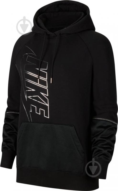 Джемпер Nike W NSW ICN CLSH HOODY FLC OS DC0652-010 р. S черный - фото 1