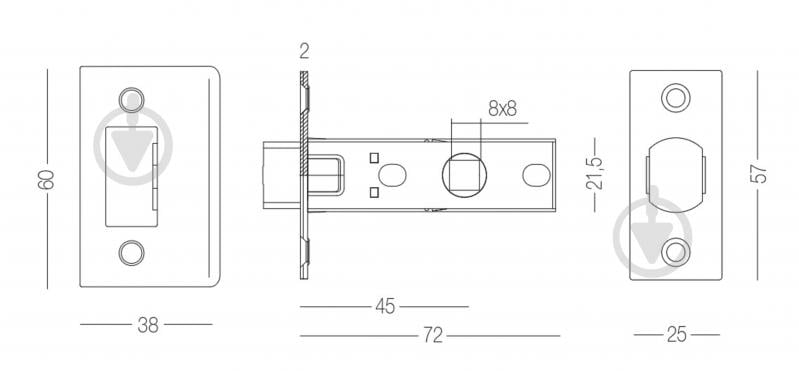 Дверний замок міжкімнатний MVM P-2056C матовий нікель - фото 4