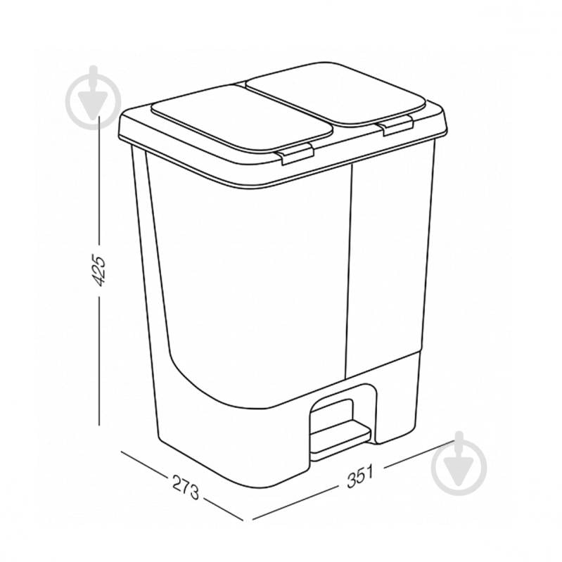 Ведро с педалью MVM 20 л светло-серый/серый BIN-05 (10+10L) LIGHT GRAY/GRA - фото 4