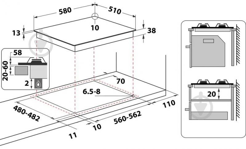 Комплект вбудовуваної техніки Whirlpool Духова шафа OMSK58HU1SX + Газова поверхня TGML661IX - фото 19