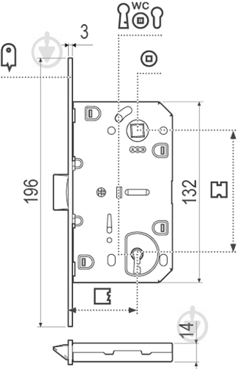 Дверной замок межкомнатный AGB Mediana Evolution B011025091 белый - фото 3