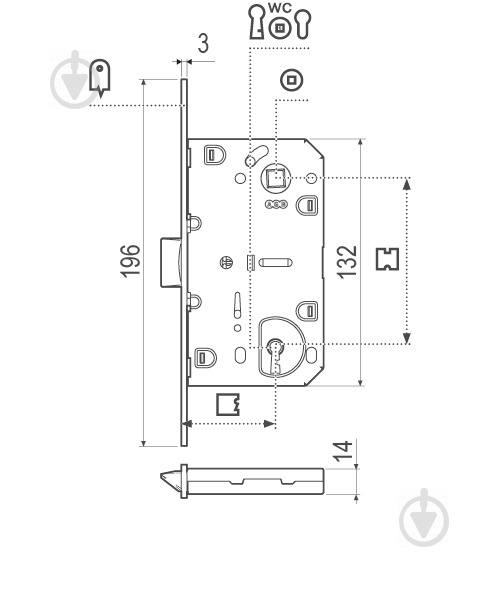 Дверной замок межкомнатный AGB Mediana Evolution B011025091 черный - фото 3