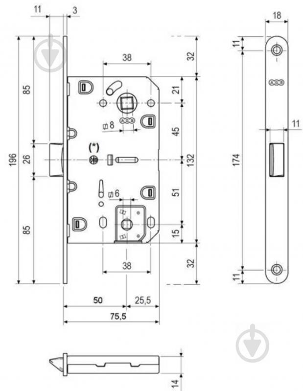 Дверной замок межкомнатный AGB Mediana Polaris B061025093 черный - фото 3