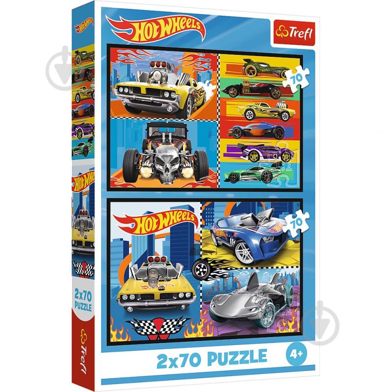 Пазлы Trefl Hot Wheels Игрушечные машинки 2x70 элементов 34442 - фото 1