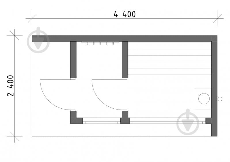 Модульна сауна стандарт 4,4 x 2,4 x 2,55 м - фото 5