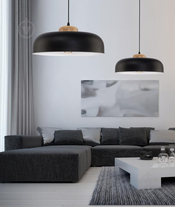 Подвес TK Lighting Steel 1x60 Вт E27 черный/дерево 2376 - фото 2 Подвес TK Lighting Steel 1x60 Вт E27 черный/дерево 2376 - фото 2