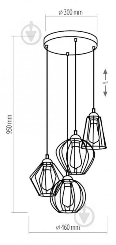 Люстра подвесная TK Lighting Galaxy 4x60 Вт E27 медь/черный 1643 - фото 3