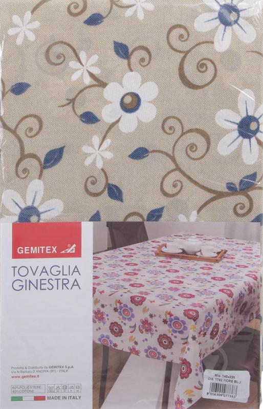 Скатерть Ginestra цветы 140x220 см синий Gemitex - фото 3