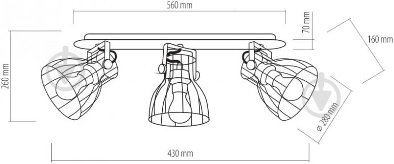 Спот TK Lighting Alano 3x60 Вт E27 чорний 2122 - фото 3