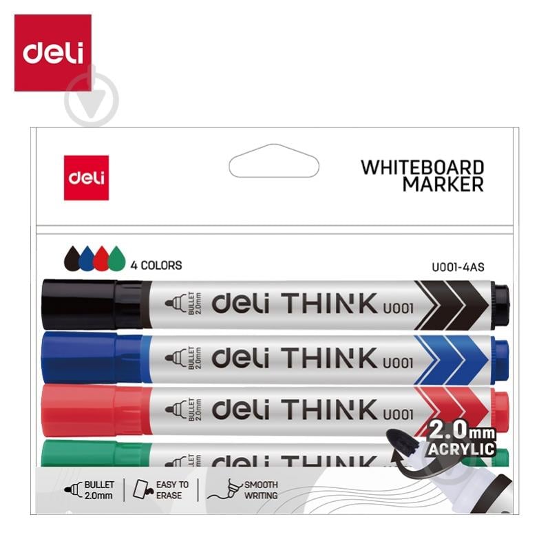 Набір маркерів Deli для магнітно-маркерних дошок 4 шт. U001-4AS - фото 3