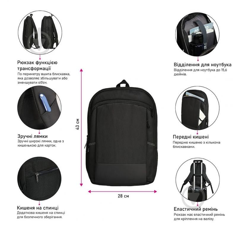 Рюкзак NikiBo Smart черный - фото 3