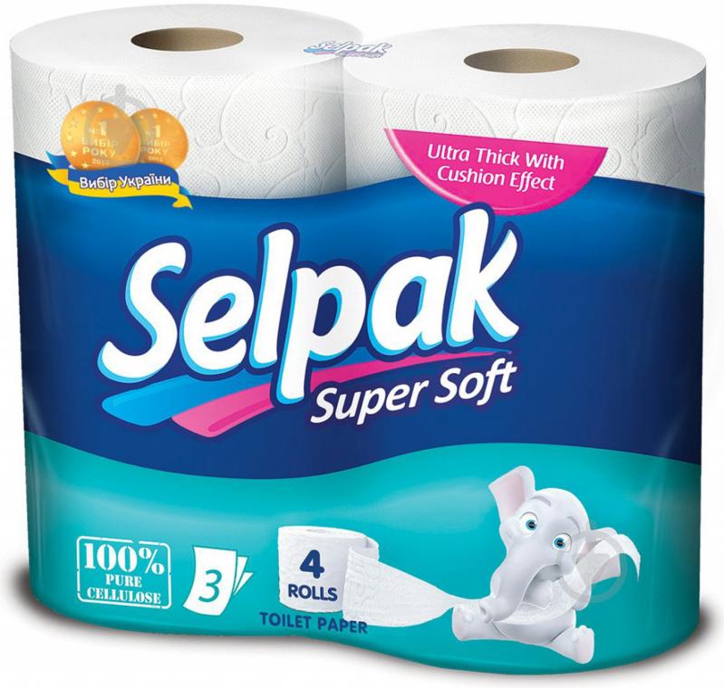 Туалетний папір Selpak Super Soft тришаровий 4 шт. - фото 1