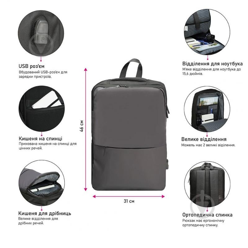 Рюкзак NikiBo Pioneer чорний - фото 3