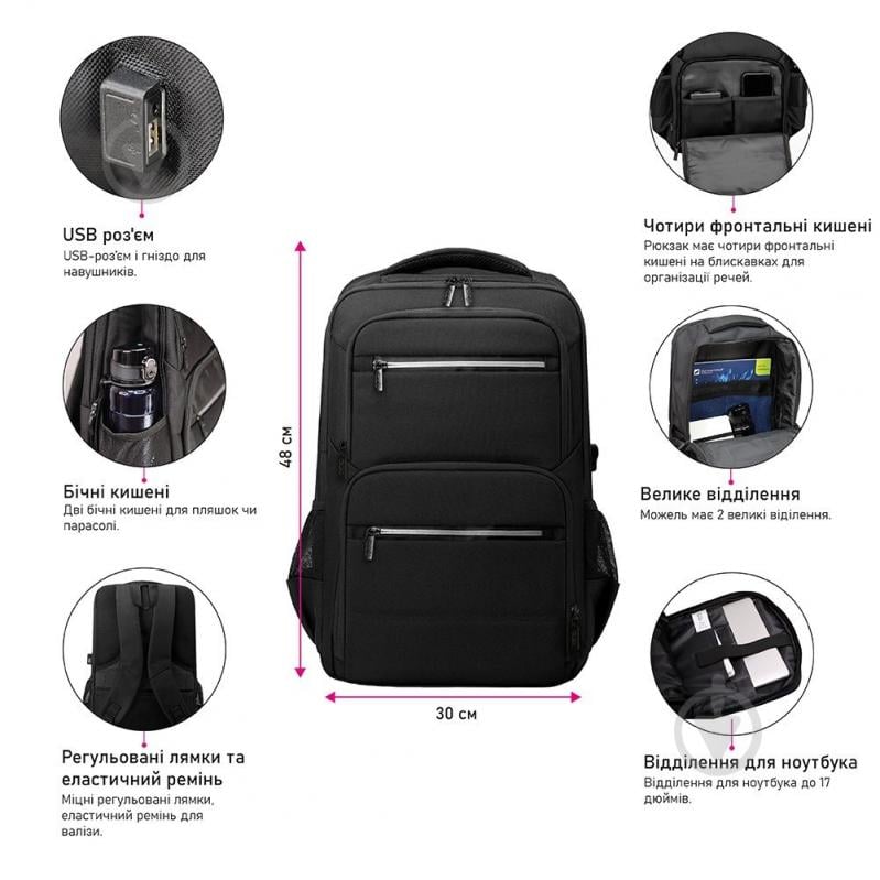 Рюкзак NikiBo Globe черный - фото 3