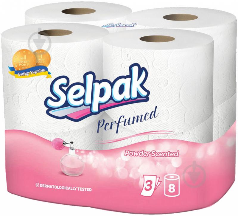 Туалетний папір Selpak Perfumed Powder Scented тришаровий 8 шт. - фото 1