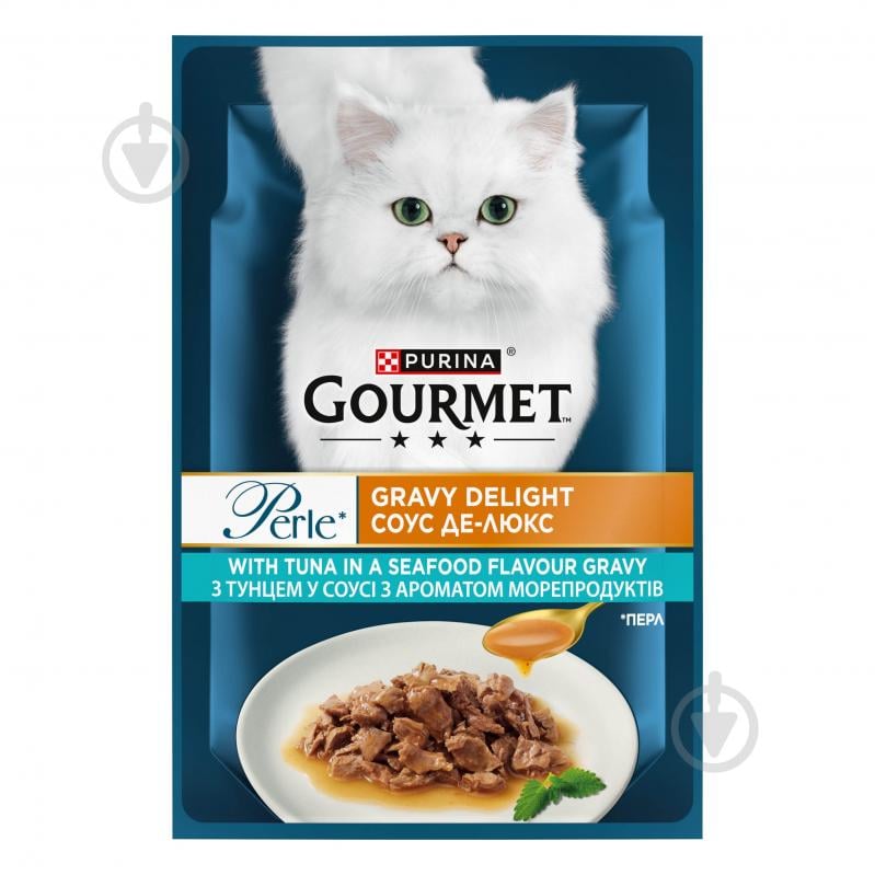 Корм вологий для котів Gourmet by Purina Gravy Delight З тунцем у соусі з ароматом морепродуктів 85 г - фото 1