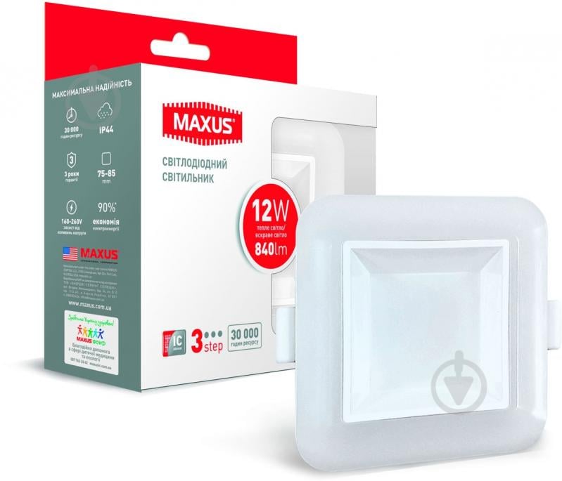 Світильник точковий Maxus 3-step 1-MAX-01-3-SDL-12-S 12 Вт 3000/3500/4100 К білий - фото 1