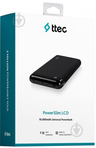 Повербанк Ttec PowerSlim 10000 mAh black (2BB183S) - фото 2