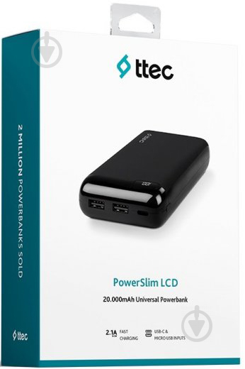 Повербанк Ttec PowerSlim 20000 mAh black (2BB184S) - фото 2