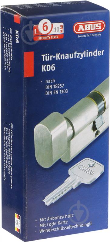 Циліндр Abus KD6 45x35 ключ-вороток 90 мм матовий нікель - фото 4