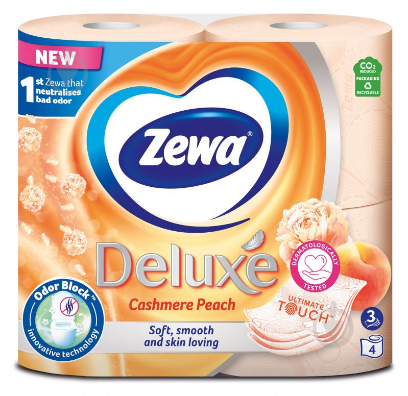 ᐉ Туалетний папір Zewa Deluxe з ароматом персика тришаровий 4 шт