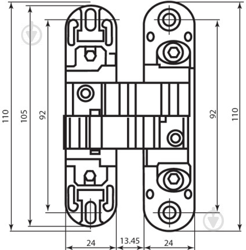 Петля Koblenz 37534 Kombi-3 Art.K 1000 DXSX 110x27,5x24 мм матовий хром універсальна - фото 5