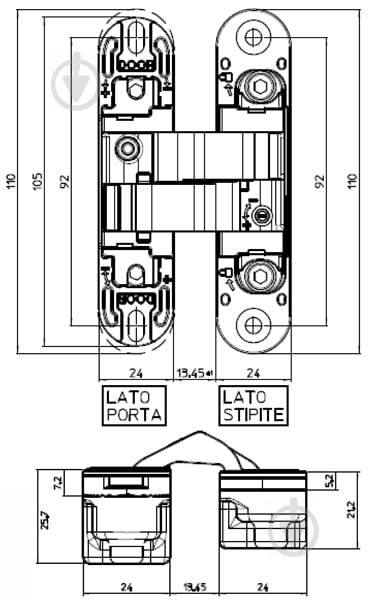 Петля Koblenz 37534 Kombi-3 Art.K 1000 DXSX 110x27,5x24 мм матовый хром универсальная - фото 6