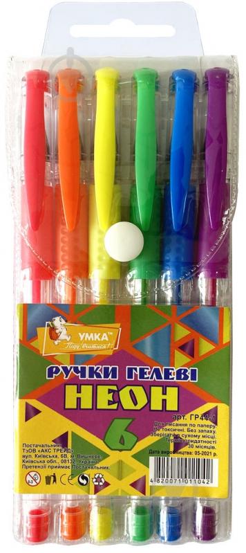 Набір ручок гелевих Умка Neon 6 кольорів ГР44-1 - фото 1 Набір ручок гелевих Умка Neon 6 кольорів ГР44-1 - фото 1