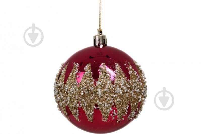 Набір ялинкових куль готика винно-золотий d 80 мм 6 шт./уп. - фото 3
