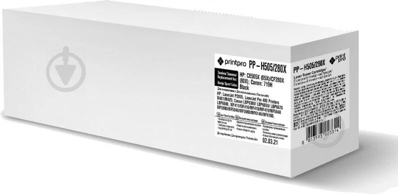 Картридж PrintPro (PP-H505/280X) HP LJ P2055/M425dn (аналог CE505X/CF280X) черный - фото 1