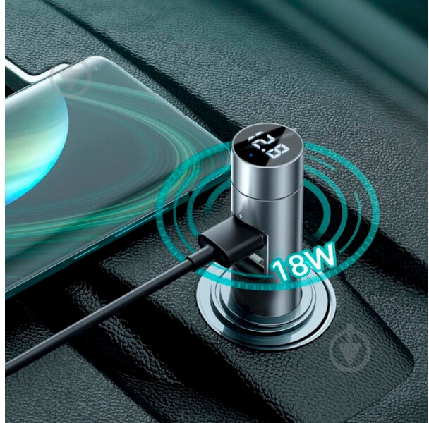 FM-трансмиттер BASEUS Energy Column Car Wireless MP3 Charger Silver (CCNLZ-C0S) - фото 11