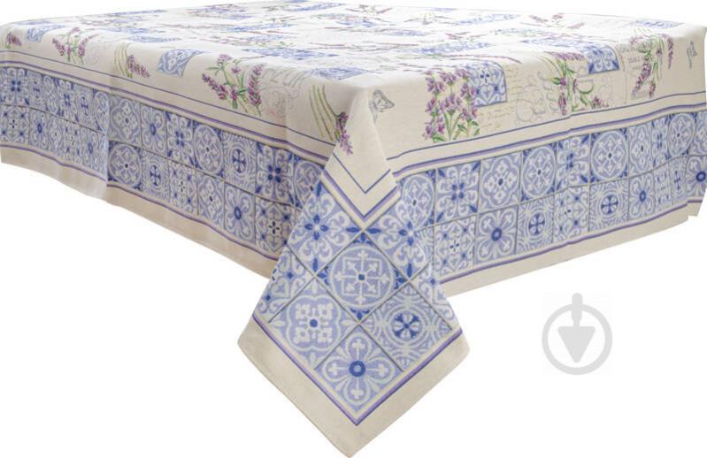 Скатертина Lefard 716-046 гобелен Levit 140x180 см біло-блакитний Home Textile - фото 1