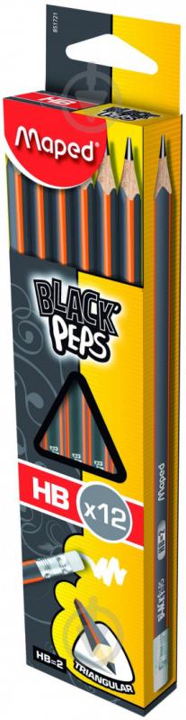 Карандаш чернографитный Black Peps HB с ластиком Maped - фото 2