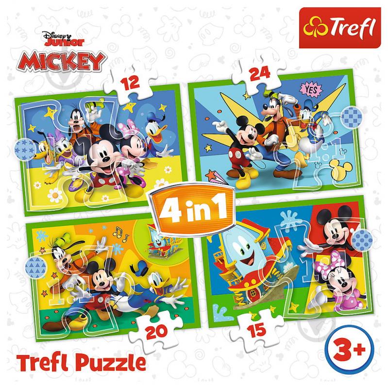 Пазл Trefl 4 в 1 (12,15,20,24) Disney Фанклуб Микки 3+ 34616 - фото 6