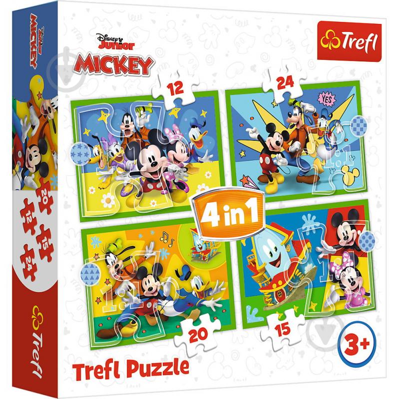 Пазл Trefl 4 в 1 (12,15,20,24) Disney Фанклуб Микки 3+ 34616 - фото 1