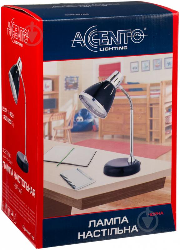 Настольная лампа офисная Accento lighting ALH-T-BK-HD2812 1x40 Вт E27 черный - фото 3