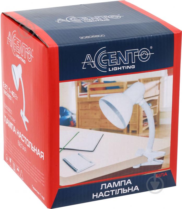 Настільна лампа офісна Accento lighting 1x40 Вт E27 білий ALH-T-W-HD2028C - фото 3