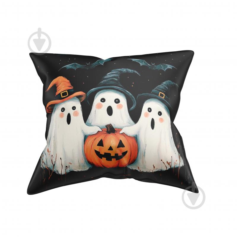 Подушка декоративная Three halloween ghosts 45x45 см черный с рисунком La Nuit - фото 1