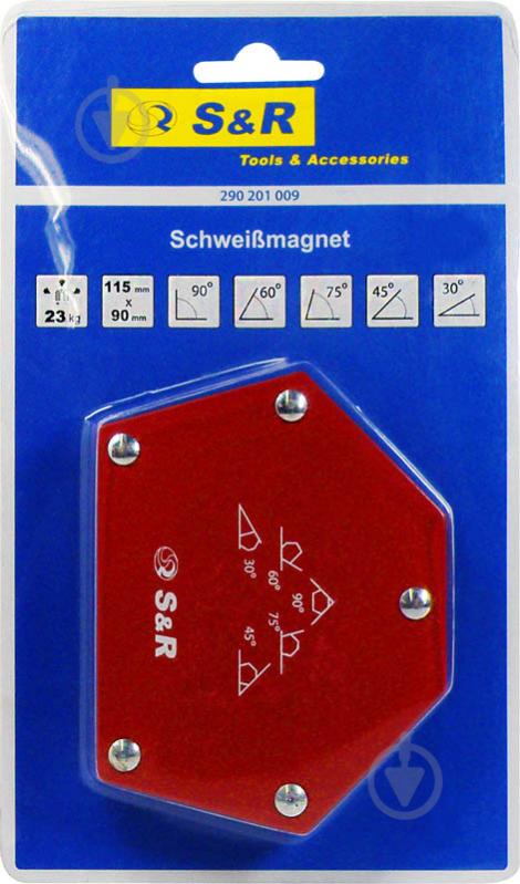 Фіксатор S&R кутник магнітний для зварювання 5-кутовий вага до 23кг 290201009 - фото 3