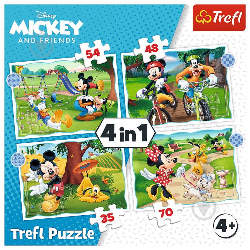 Пазл Trefl 4 в 1 (35,48,54,70) Disney Гарний день Міккі 3+ 34604 - фото 2