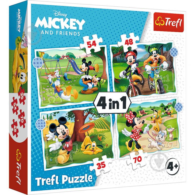 Пазл Trefl 4 в 1 (35,48,54,70) Disney Красивый день Микки 3+ 34604 - фото 1