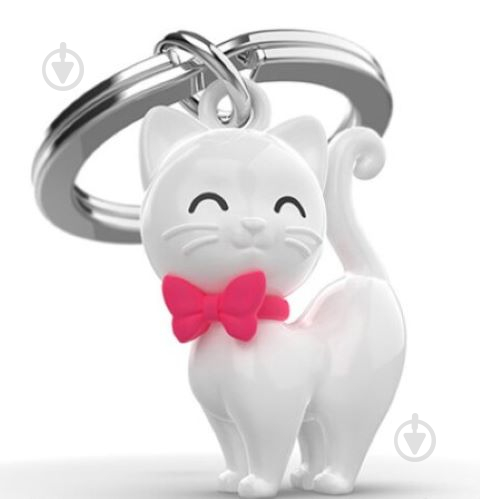 Брелок для ключей Metalmorphose White cat with silicone bowtie - фото 1