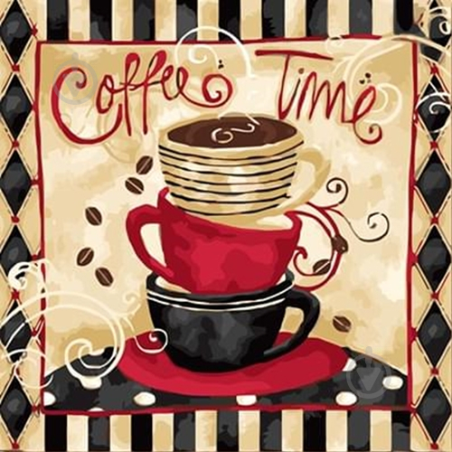 Набор для творчества со стразами на подрамнике Coffe time 30x30 см Діамантові ручки - фото 1