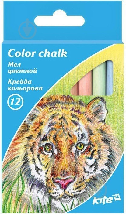 Мел цветной Животные, 12 шт. KITE - фото 1