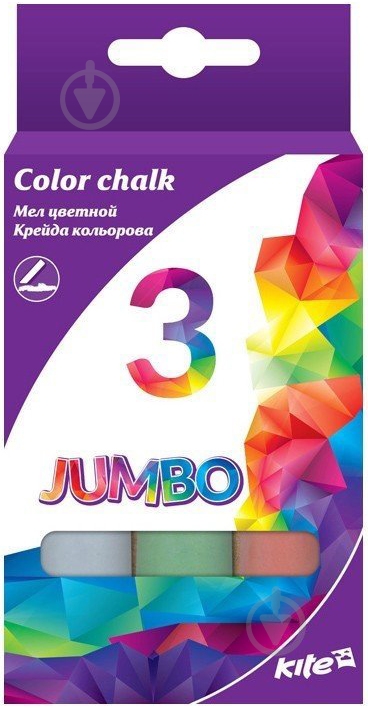 Мел цветной Jumbo, 3 шт. KITE - фото 1