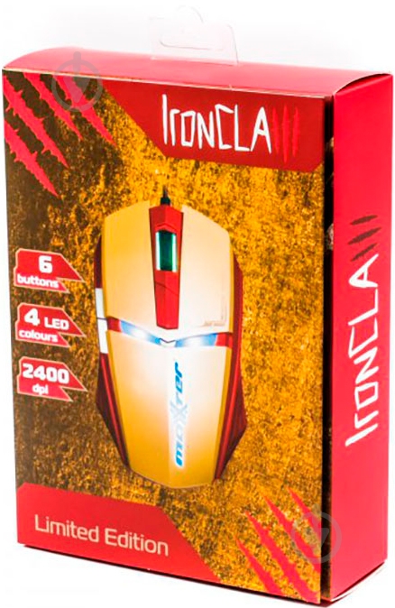 Мишка Maxxter G1 IRON CLAW USB Gold/Red - фото 5