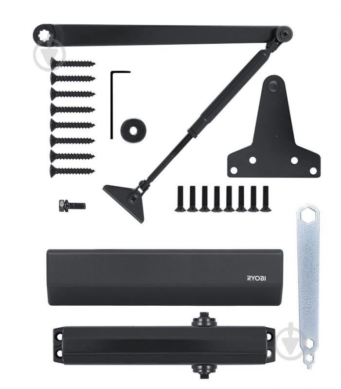 Доводчик дверний RYOBI D-2055V BC UNIV з вітровим гальмом сірий антрацит 100 кг - фото 7