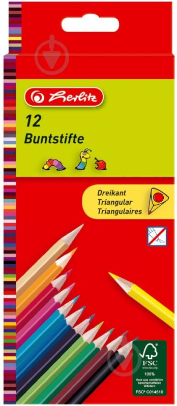 Карандаши цветные Triangular 10412021, 12 шт. Herlitz - фото 1